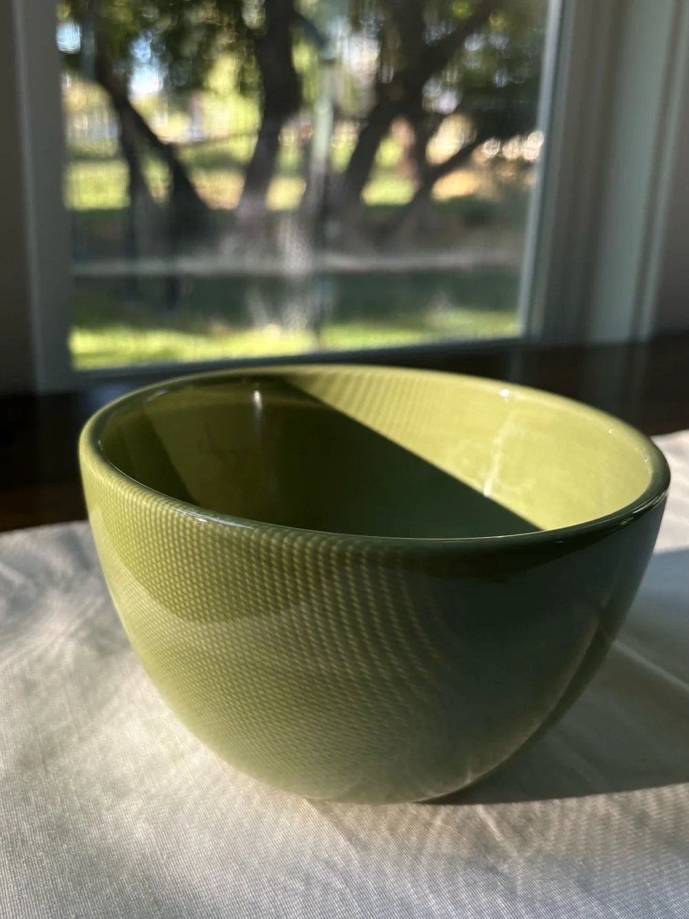 Pottery Barn Olive Green Ceramic Bowl 5” ‘Sausalito’